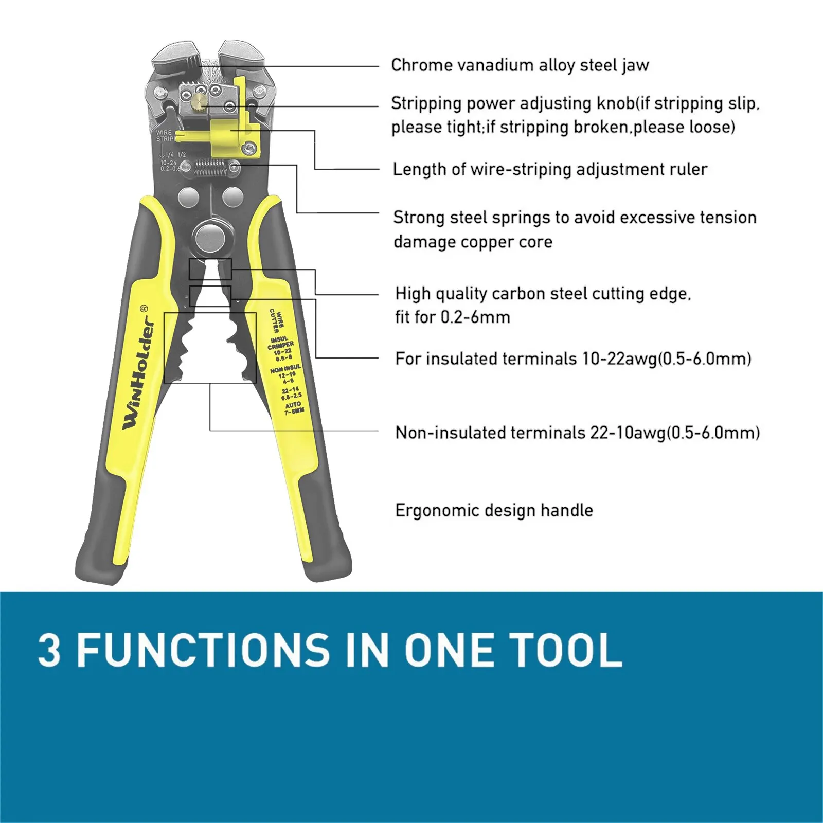 Professionele elektricien draad gereedschap kabel draad stripper cutter crimper automatische krimpstrip strippen tang