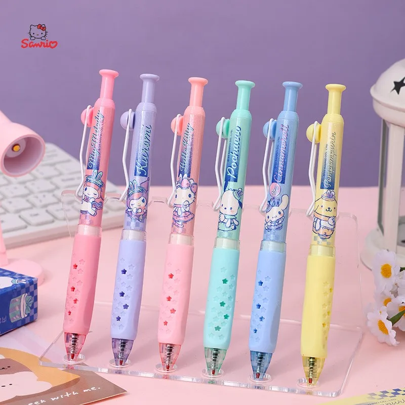 Authentic Sanrio Rabbit Series Cartoon Cute Hello Kitty Cinnamoroll Blue Boxed Black Gel Pen Student Stationery Set Wholesale.