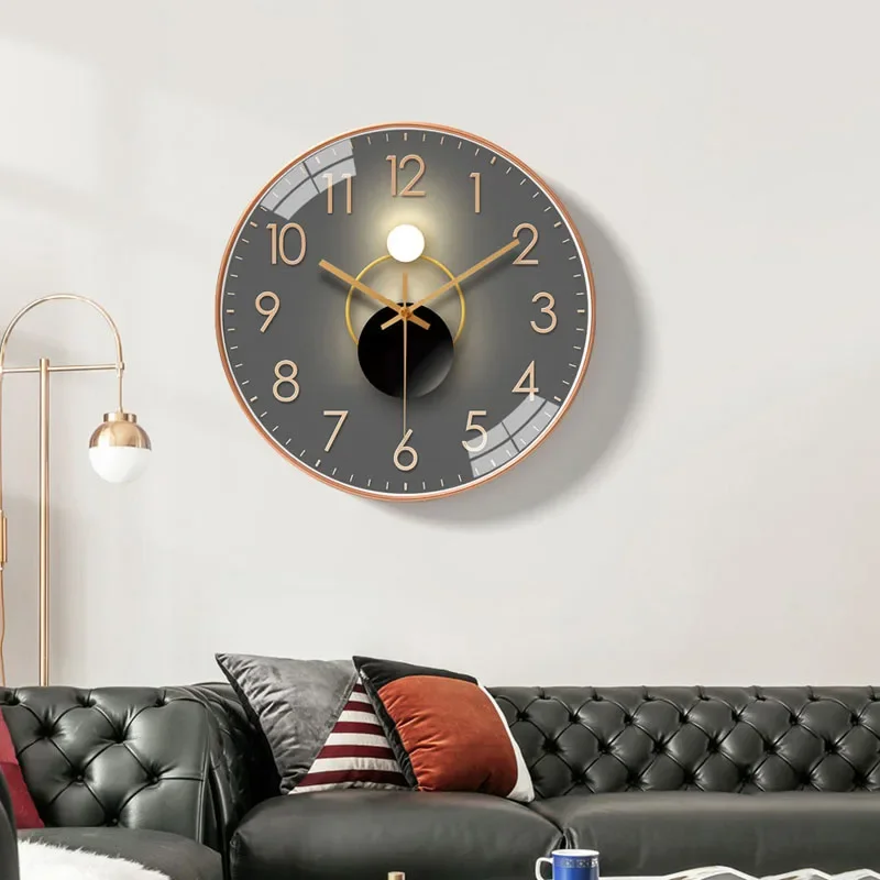 Personalized Wall Clock with Gold Frame, Living Room Decoration, Modern Minimalist Clock, Wall Mounted, Silent Clock, 12 Inch