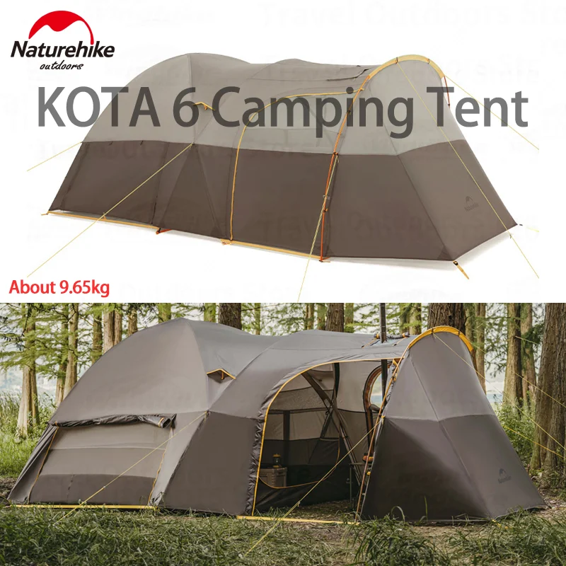 Naturehike KOTA 6 Extended Tunnel Tent 2-4 Persons Famaliy Lagre Tent Outdoor Portable Waterproof Camping Tent With Chimney Hole