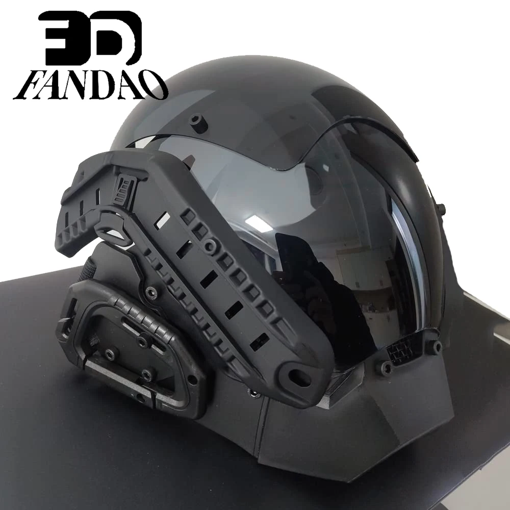 Máscara táctica cyberpunk – Protección facial airsoft acabado oscuro - imagen 4