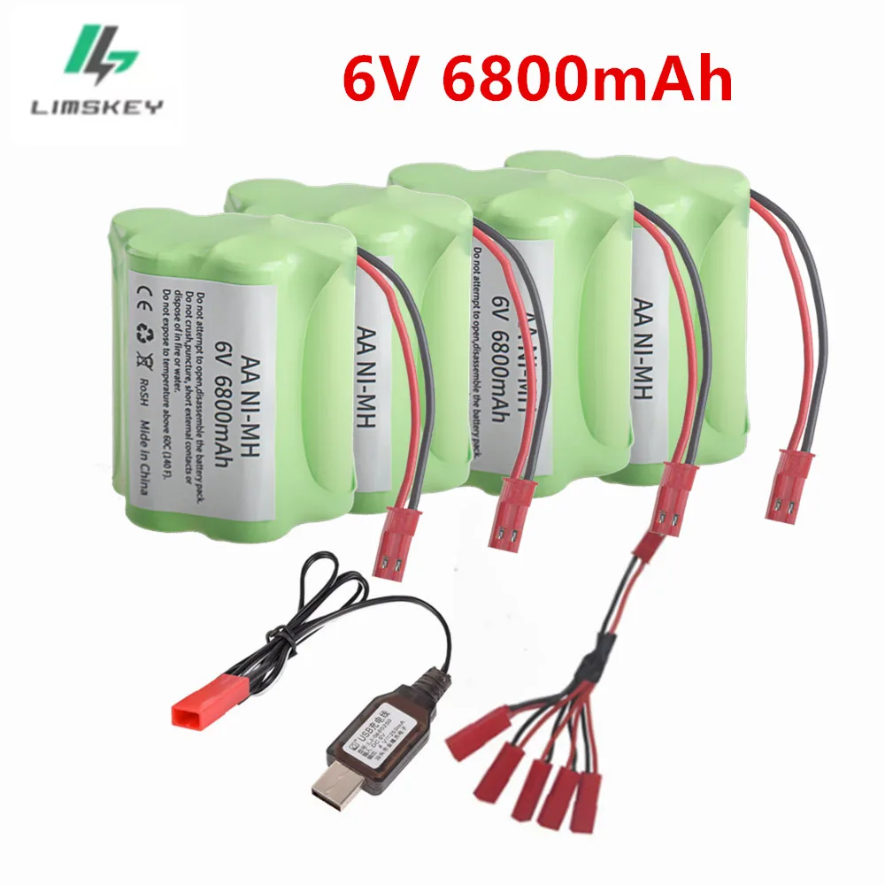 Batterie NiMH Rechargeable 6v 6800mAh pour voitures RC Robots réservoir pistolet bateaux jouets pièces modèle T avec prise JST AA 6 v batterie