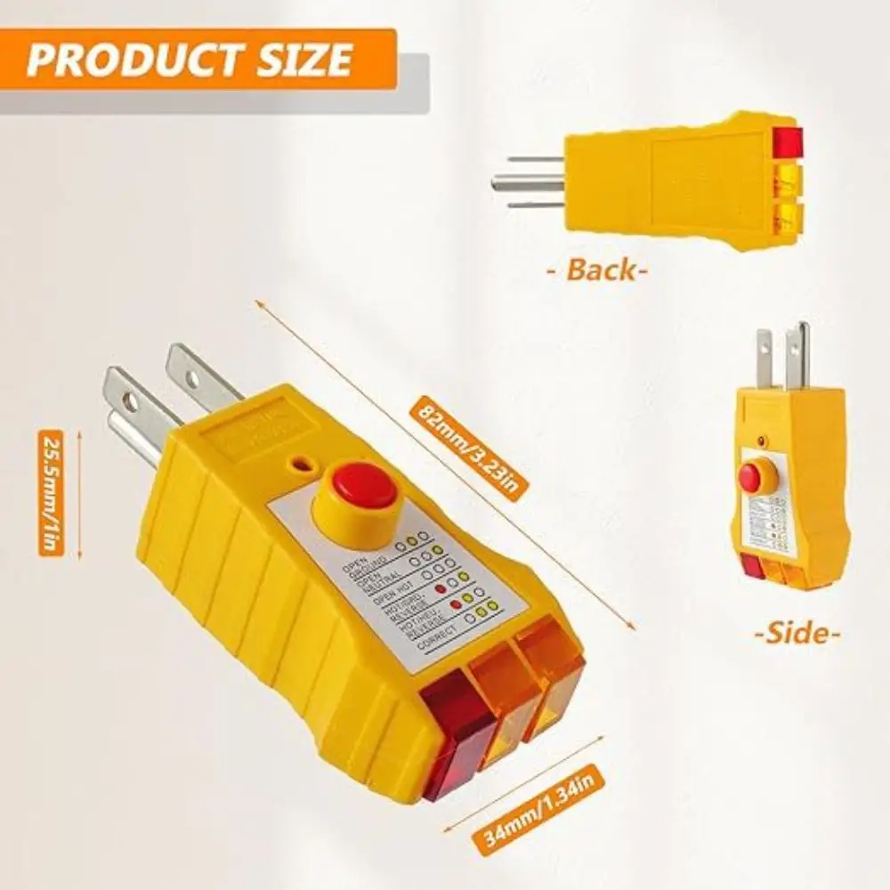 Compact Design Electrical Fault Detector Maintenance GFCI Detection Outlet Circuit Tester Comprehensive Wiring Check