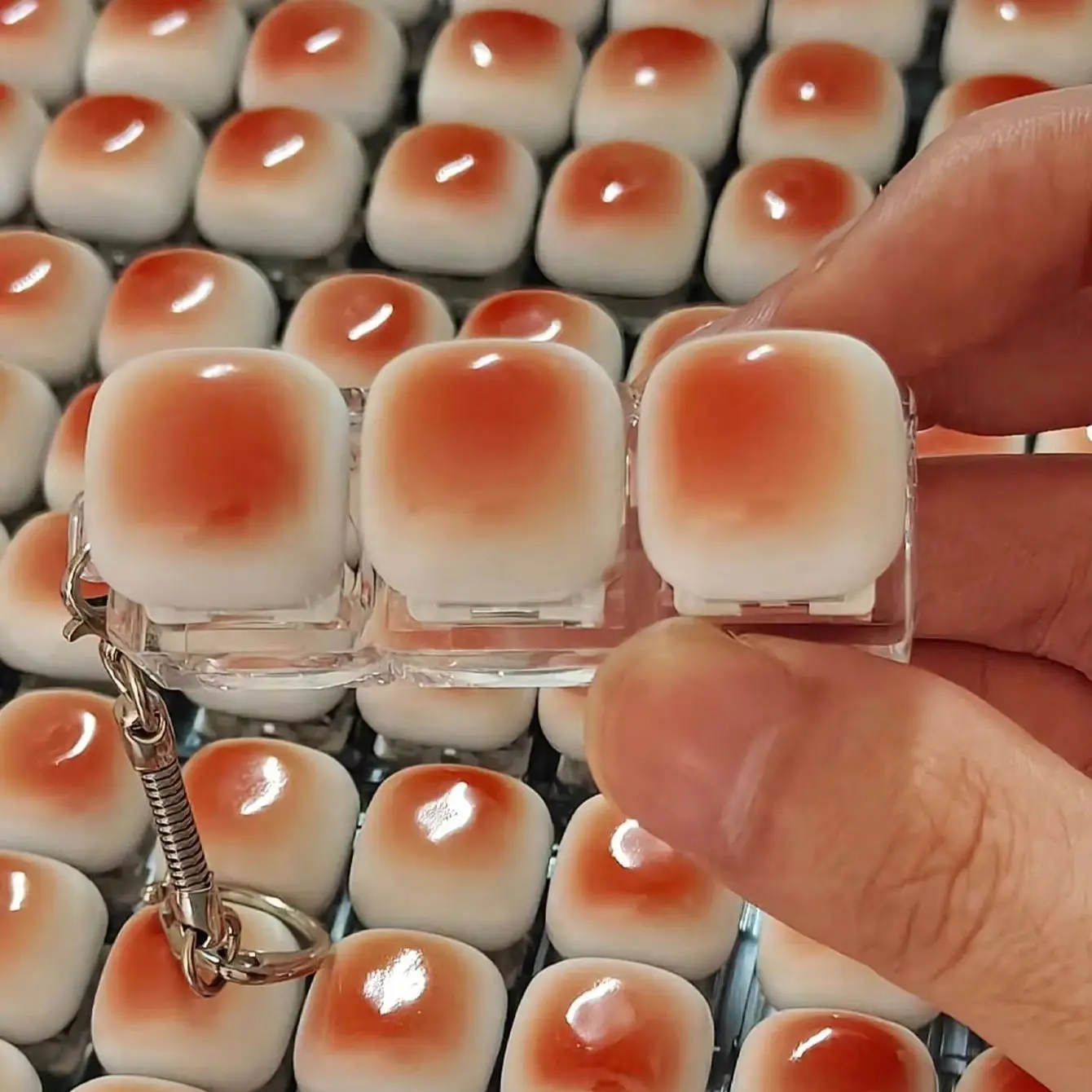 Caramel Bread Design Fidget Keychain Keys Button Keycap Finger Keyboard Cap DIY Keyboard Relief Stress Pinch Toy Adult