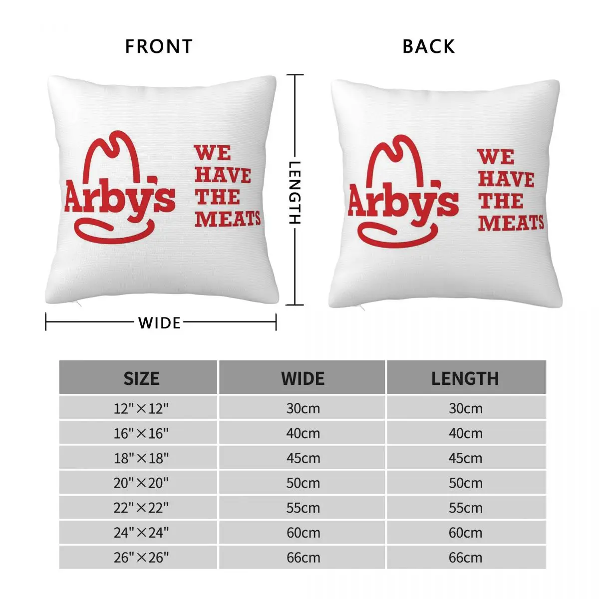 Arby's We Have The Meats Square Pillowcase Polyester Linen Velvet Creative Zip Decor Throw Pillow Case Home Cushion Cover 45x45