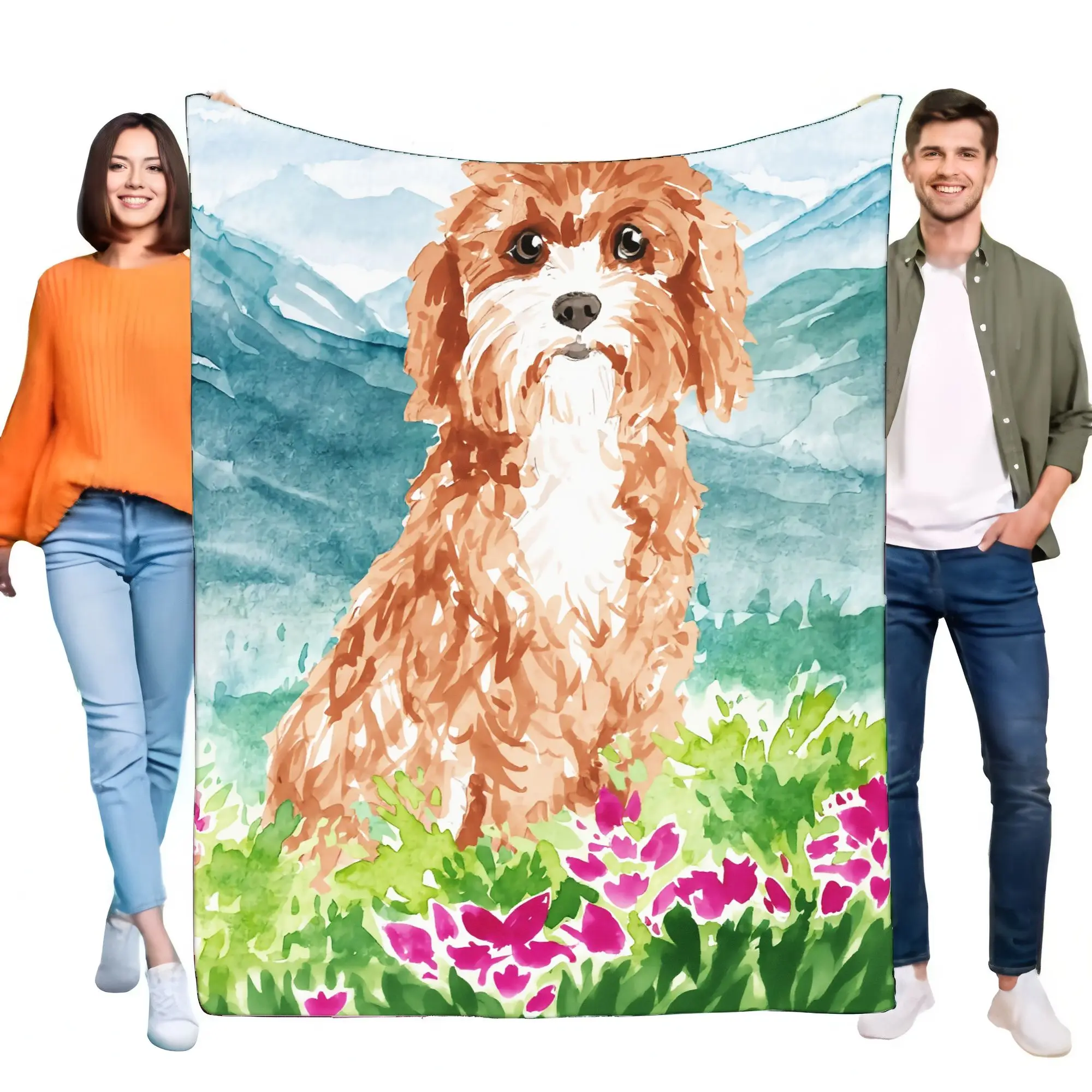 

Cavapoo Dog Watercolor Blanket Soft Cozy Fleece Throw Ideal for Home Decor Couple Photoshoot Gift Perfect for Pet Lovers
