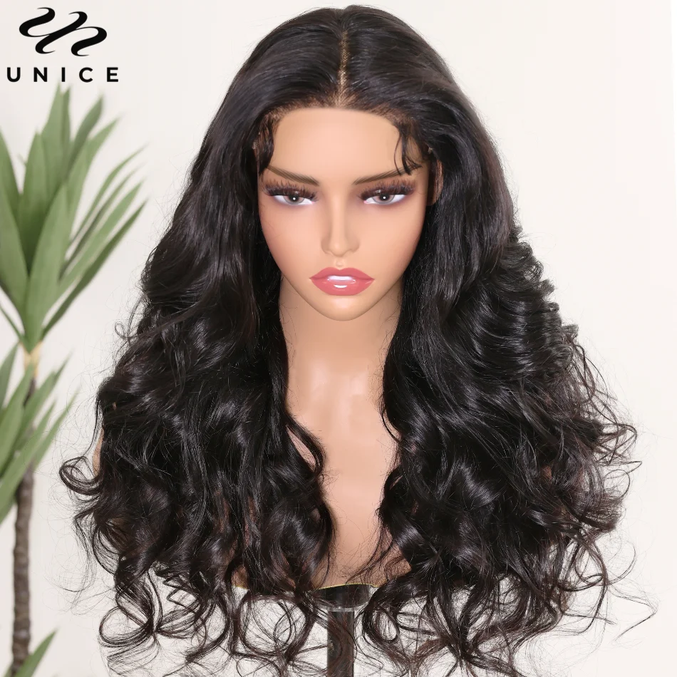 Unice Hair 200% Density Pre Cut 6x4.75 Body Wave Human Hair Lace Front Wig Wear Go Glueless Wig