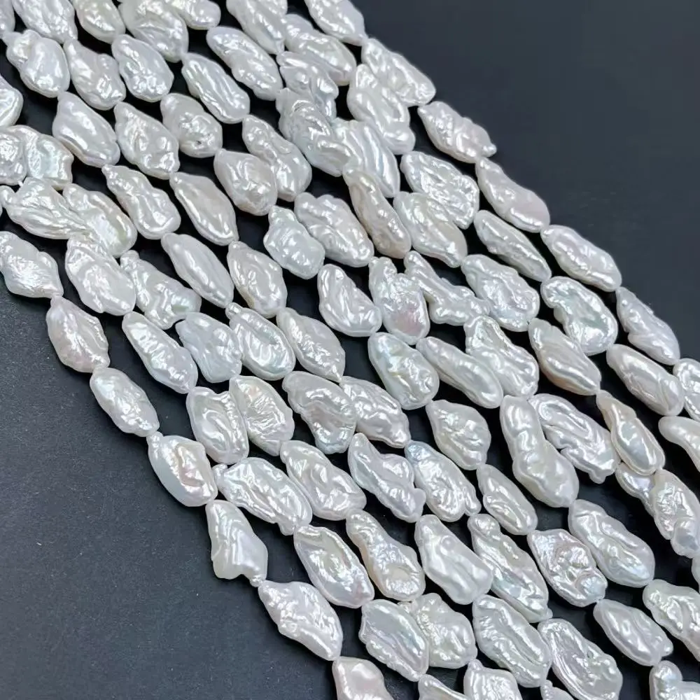 10x18mm Shinning Nice High Quality Wholesale Long Biwa White Natural Freshwater Pearl Spacer Beads 15inch