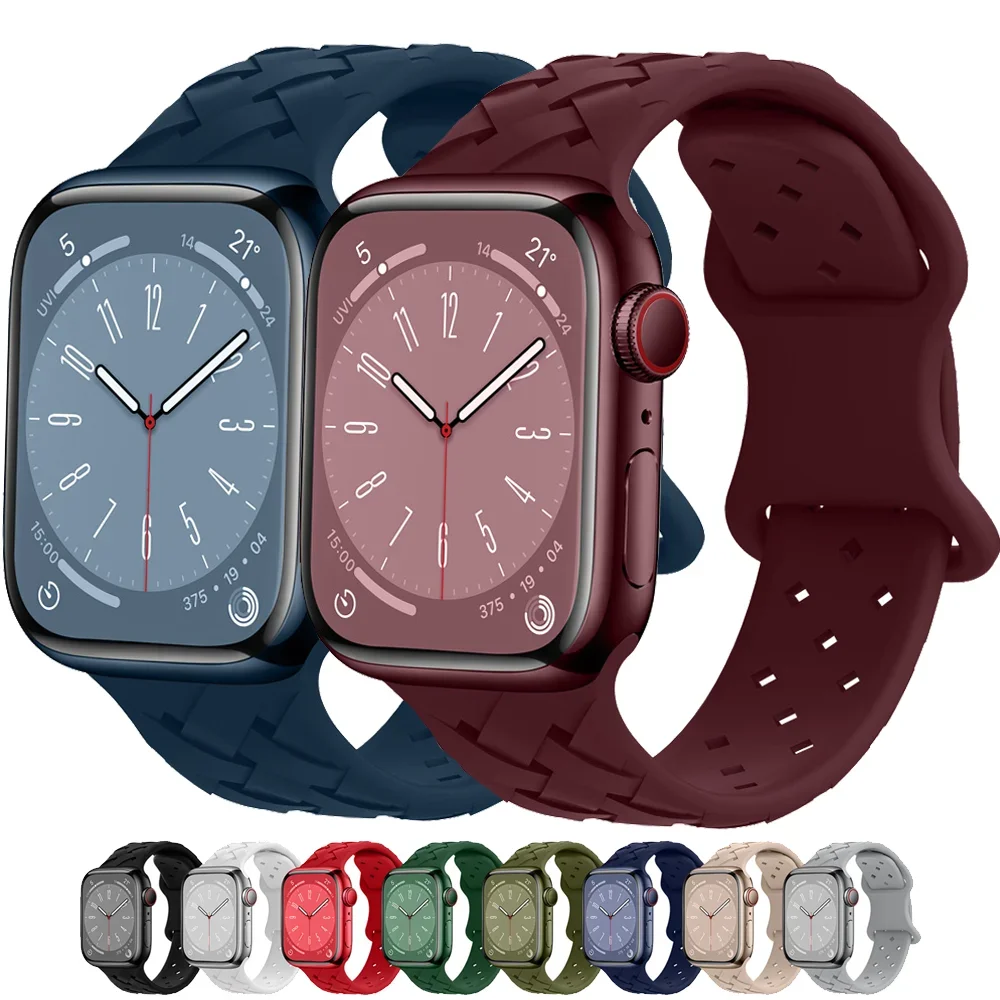 

Silicone Strap for Apple Watch Band Ultra 2 49mm 45mm 44mm 40mm 38mm 42mm Bracelet Correa for IWatch Ultra Series 9 8 7 5 6 4 Se