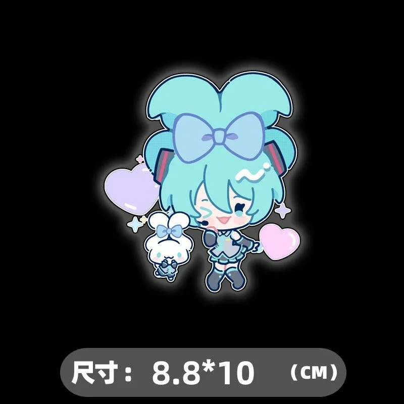 Kawaii Hatsune Miku Reflective Stickers Anime Cute Cartoon Diy Storage Box Car Decoration Waterproof Stickers in Various Sizes