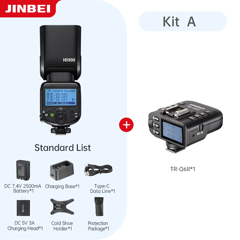 JINBEI Hi 900 Photography Studio Universal Camera Flash Li-ion Battery Speedlite TR-Q6II Flash Trigger Kit good