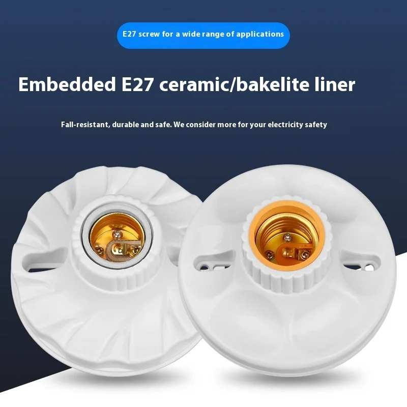E27 Screw Ceramic Head Ceiling Type Engineering Household LED Bulb Thread Waterproof Socket Glued Wood Lamp Holder