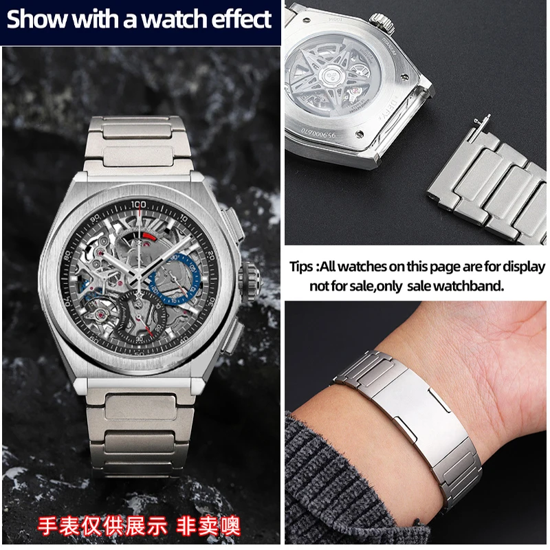 Titanium alloy Watchband For ZENITH DEFY 95.9000/9001/9002 45.9000 Men\'s Watch Strap Convex Joint Metal Watch Chain 22MM 23MM