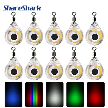 ShareShark 10Pcs Mini Light LED Deep Drop Underwater Eye Shape Fishing Squid Fishing Bait
