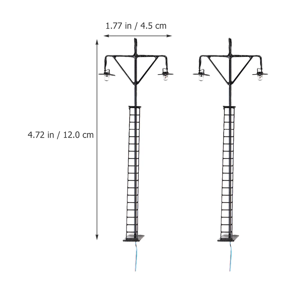 2 Pcs Train Light Model Railroad Signal Decorate Lamp Metal Sand Table Ornament