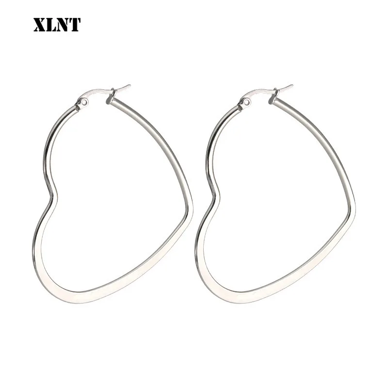 XLNT New Cute Hollow Big Heart Hoop Earrings For Women Gold Silver Color Copper Simple LOVE Trendy Romantic Jewelry Nice Gifts