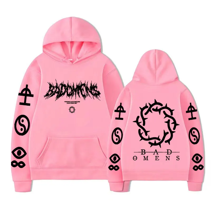 Funny Bad Omens Band Logo Graphics Print Hoodies Men\'s Hip Hop Punk Sweatshirts Unisex Winter Casual Oversized Hoodie Streetwear