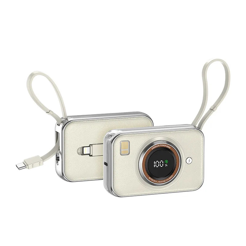 Camera Power Bank 10000mAh 66W with Built-in Cable Fast Charging Power Bank Lightweight Digital Display Mobile Power Source