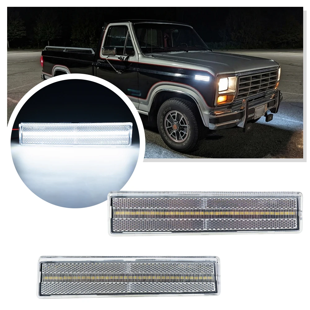 

2PCS For 1980-1986 Ford BRONCO F-100 F-150 F-250 F-350 Bronco LED Side Marker Light Car Front Bumper turn signal Lamp