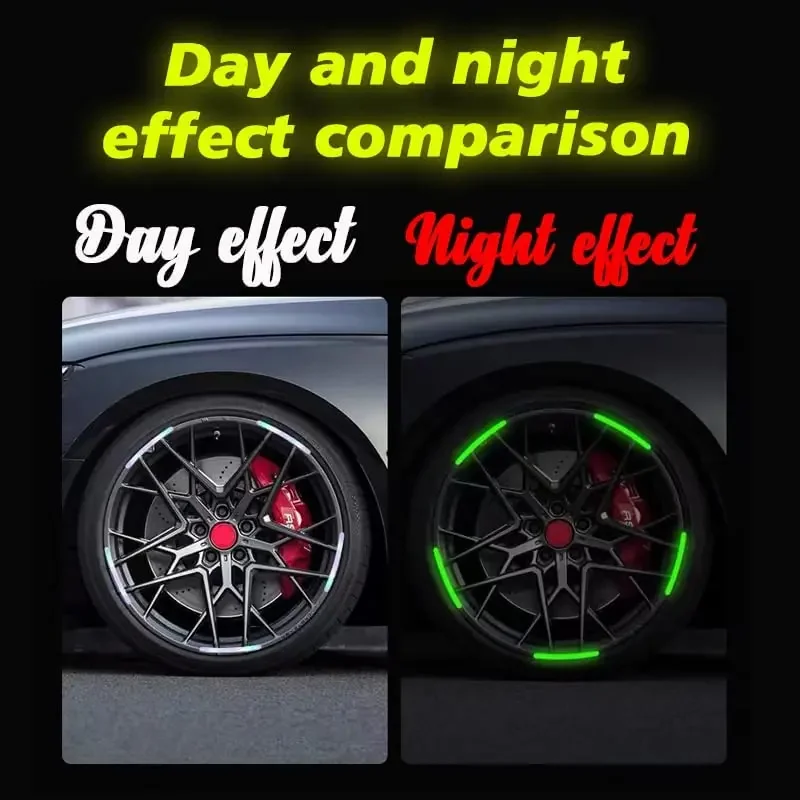 20Pcs Car Motorcycle Wheel Reflective Strips Colorful Hub Stickers Car Styling Decal Sticker Auto Moto Decor Decals Accessories