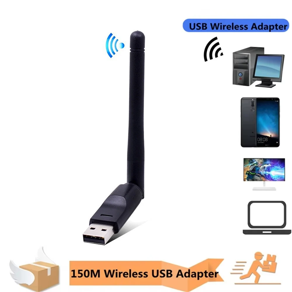 150Mbps Mini USB WiFi Adapter RTL8188 Wireless Network Card 2.4GHz Wi-Fi Receiver Dongle for Windows PC Desktop Laptop