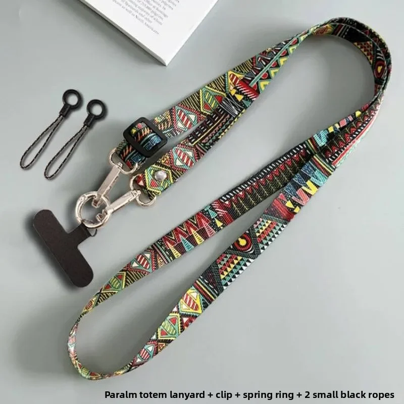 Mobile Phone Crossbody Clip Antilost Retro Pattern Strap Long Straps Adjustment Length Hanging Universal Neck Lanyard For Phone