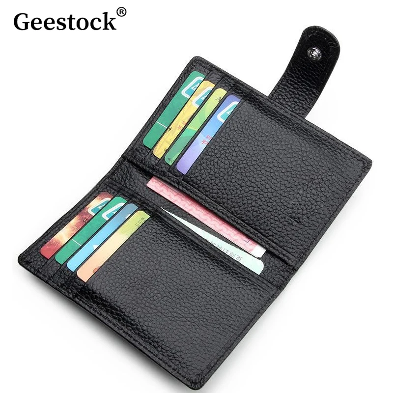 Deestock Simple PU Ultra-Thin Men's Card Bag Women's Card Cover Multi Slot Card Cover Card Clip Lightweight Bank ID Card Holder