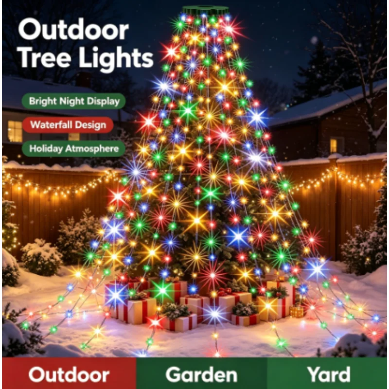 New Year Christmas Tree Mood Light USB Powered for Indoor Outdoor Holiday Party Garden Patio Balcony Yard Home Festival Decor