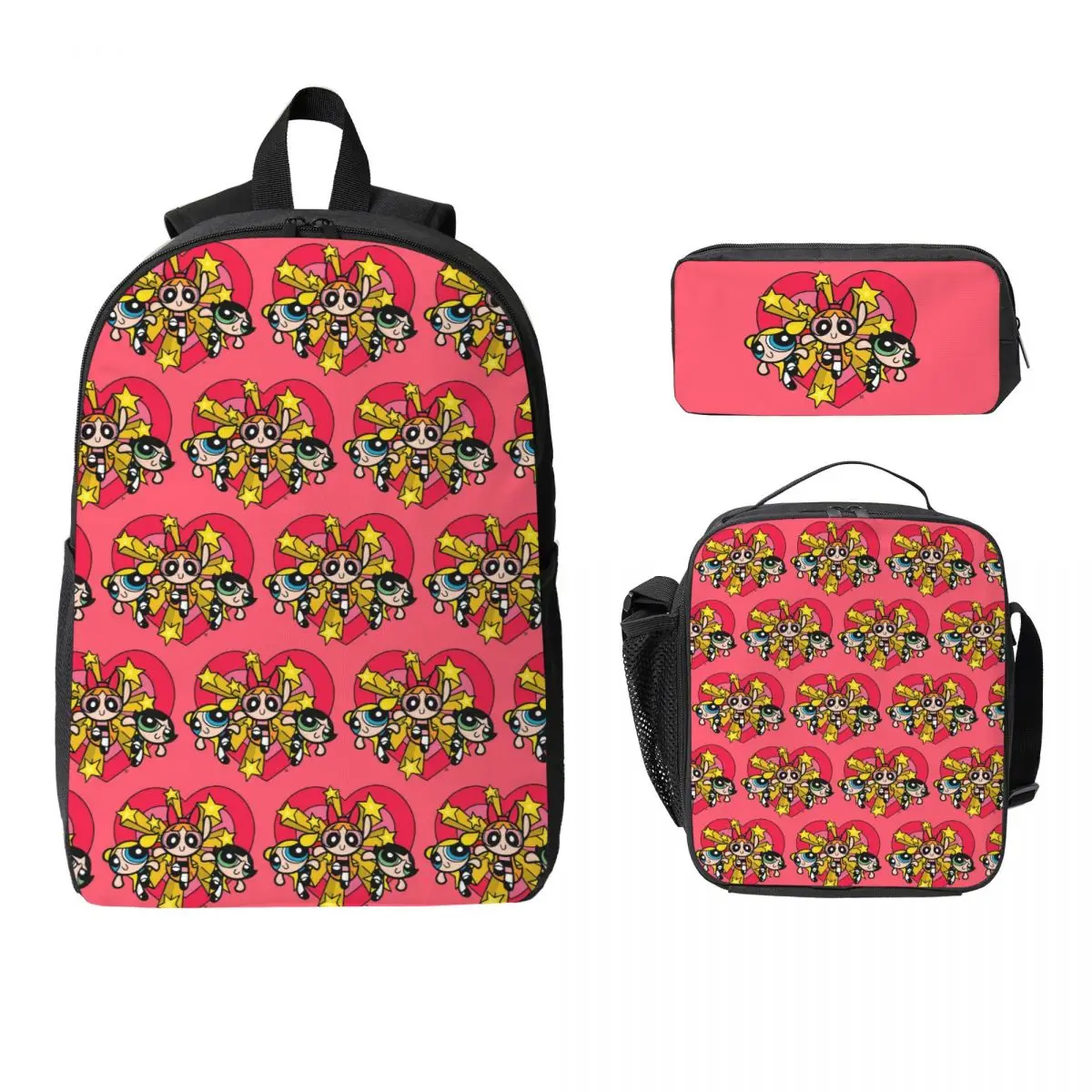 

Anime Powerpuff Girls Backpack Student Boys Girls BookBag School Bag Laptop Shoulder Bags 3ps Insulated Lunch Bag Pencil Case