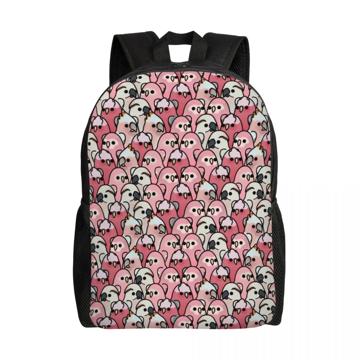 

Custom Too Many Birds Pink Parrot Posse Pattern Backpacks for Women Men School College Student Bookbag Fits 15 Inch Laptop Bags