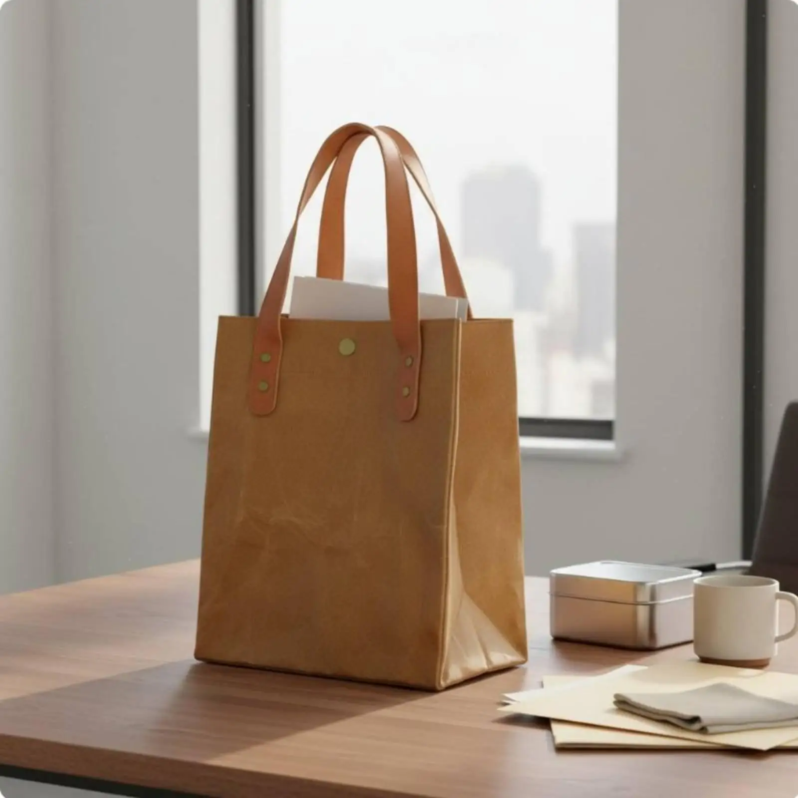 Recycled Material Tote Eco Friendly Paper Bag Reusable Handbag Large Capacity Custom Bag for Business and Daily Use
