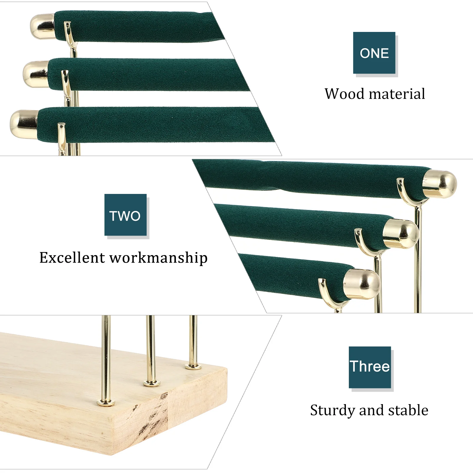 Three-Tier Wooden Jewelry Ring Rack Display Stand Multi-Layer Design for Rings Bracelets Organizer Ring Holder