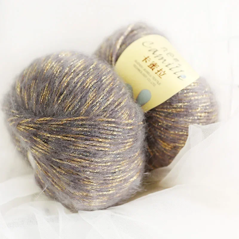 50g Colored Golden Silk Mohair Wool Yarn High Quality Sheep Wool Thread Hand Woven Scarf Soft Anti-fleece Cashmere Yarn