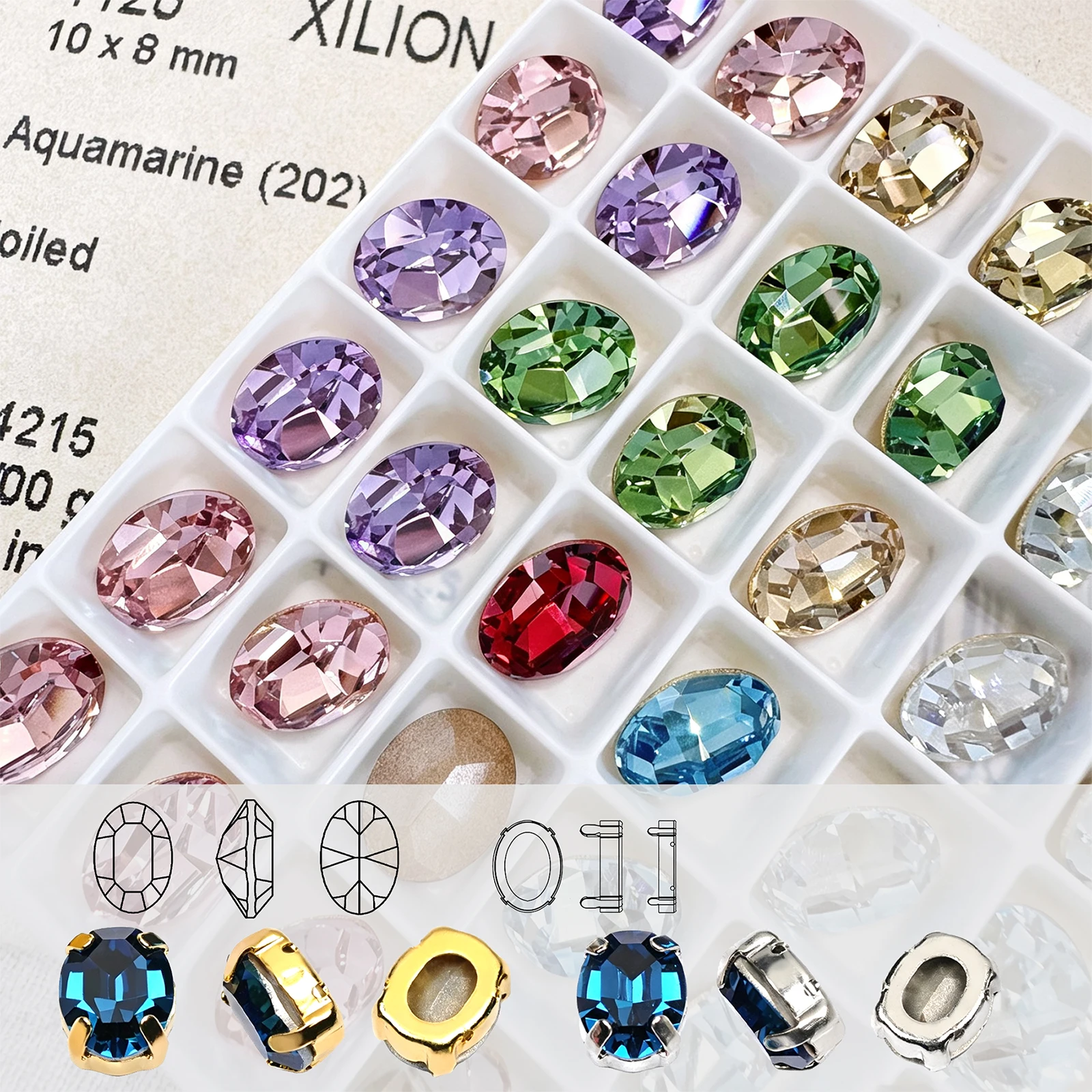 4128 All Sizes Colors Oval DIY Crystal Applique Sew On Stones Point Back Strass Black Rhinestones For Wedding Dress