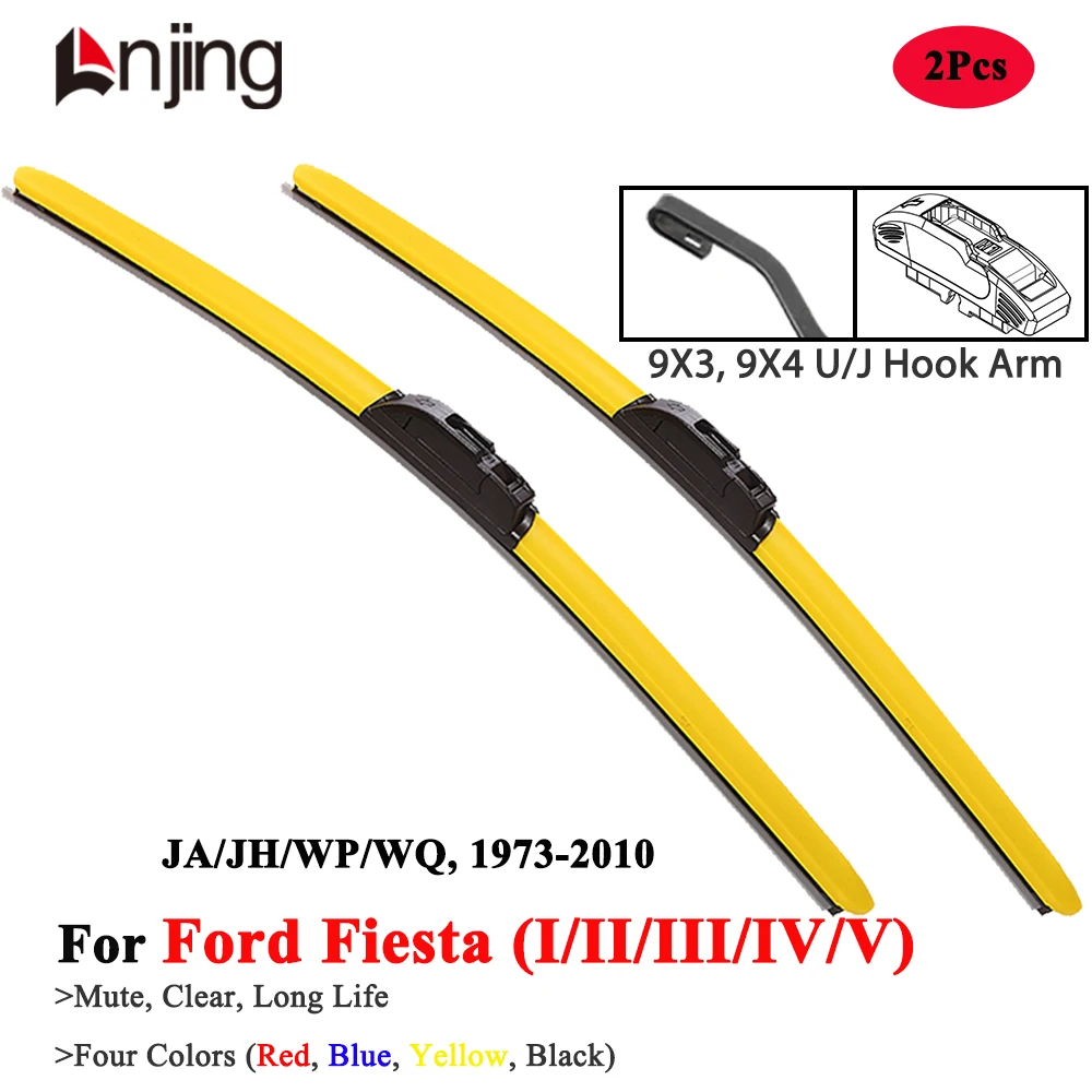 LNJING Colorful Wiper Blades For Ford Fiesta JA JH AJ HJ WP WQ 1973 1983 1989 1995 1997 2002 2005 2006 2009 2010 Car Accessories