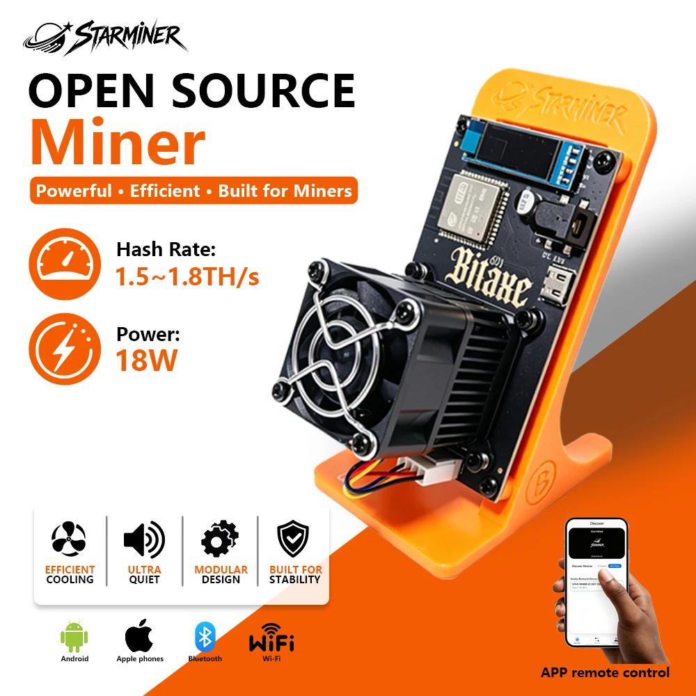 STARMINER Bitaxe Gamma 601/602 1.5Th/s 2026 Upgrade Silent Bitcoin Solo Miner 18W BM1370 Asic Chip Bitcoin Miner BTC Miner