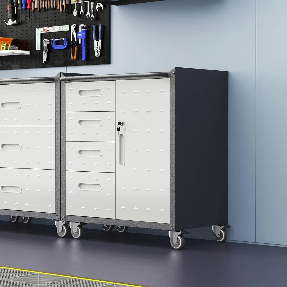 Armadi portautensili con ruote in acciaio resistente con cassetti di bloccaggio per soluzioni di stoccaggio per garage mobile