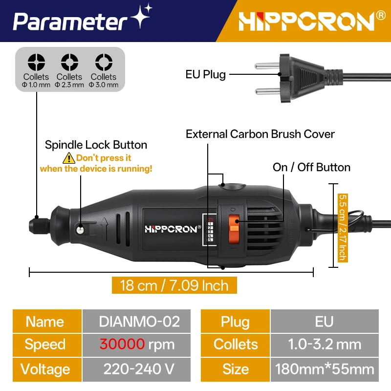 HIPPCRON 30000RPM 220V Mini Drill Electric Carving Pen 5 Speed Rotary Tools Kit Engraver for Grinding Polishing Sanding Slicing image 5