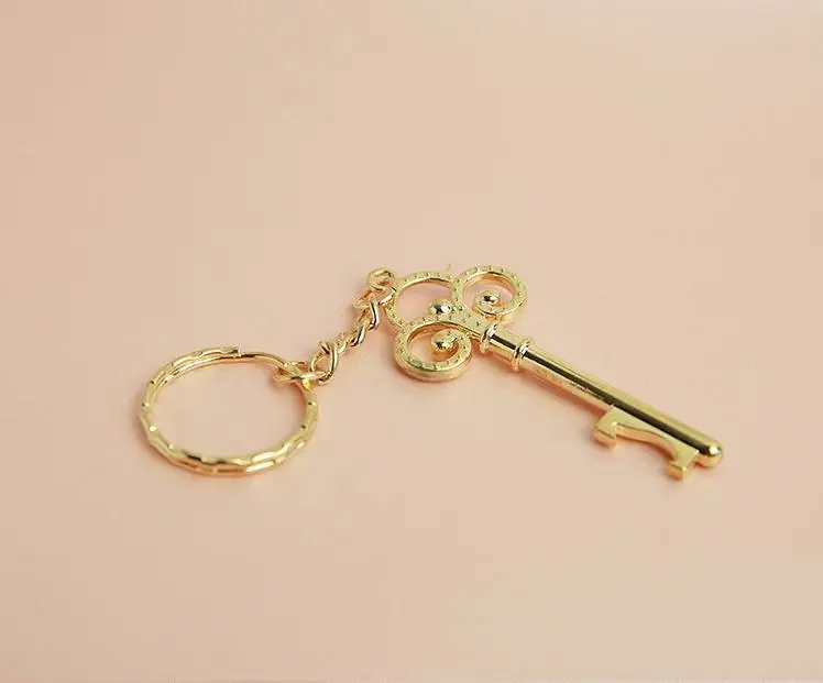 200pcs/lot New Arrival Key To My Heart Collection Gold Metal Key Chain Bottle Opener Golden Wedding Favor Wholesale