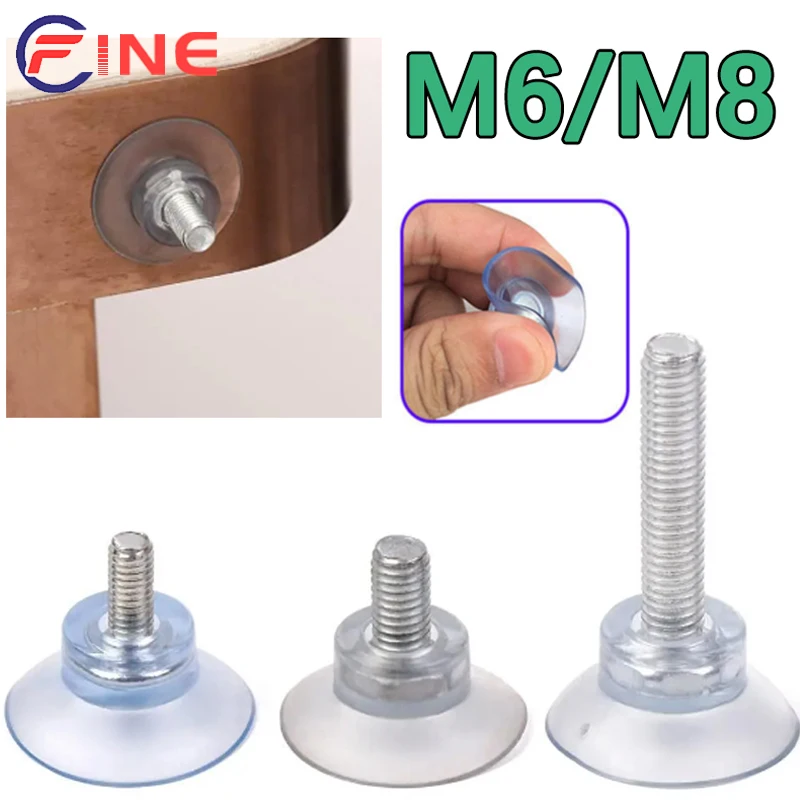 M6/M8 Screw Suction Cup Transparent Suckers Turn Nut Glass Table Tops Storage Tool Hooks Door Wall Hook