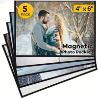 5pcs 4x6Inch/10*15cm Black Magnetic Picture Frame, Photo Magnets Sleeves For Refrigerator, Room Decor, Home Decor Art Frame