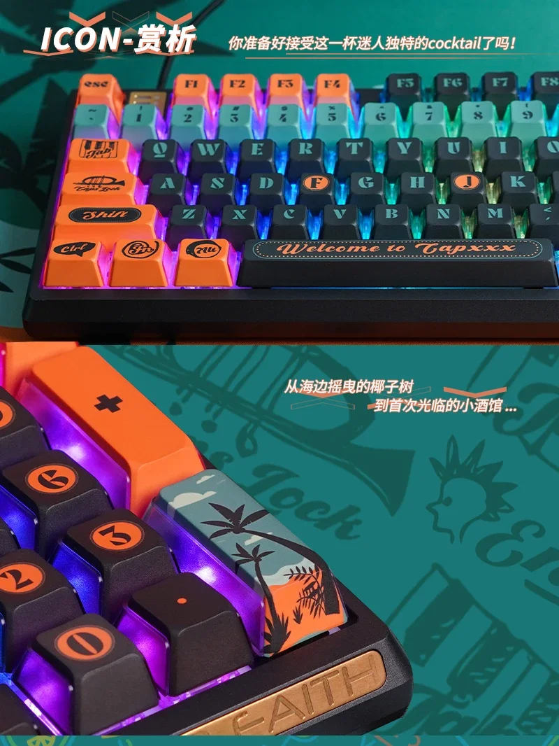 

Retro Bistro OEM PBT sublimation keycap side light transmission two-color