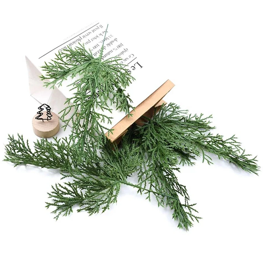 10pcs Artificial Plants Pine Needles Cypress leaves Home Wall Party Wedding Decor Outdoor Garden Christmas tree wreath Diy gift