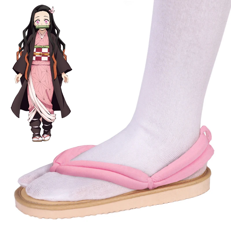 Anime Demon Slayer Kamado Nezuko Cosplay Japanese Kimono Clogs Sandals Kimetsu No Yaiba Halloween Party Roleplay Shoes Kid Adult