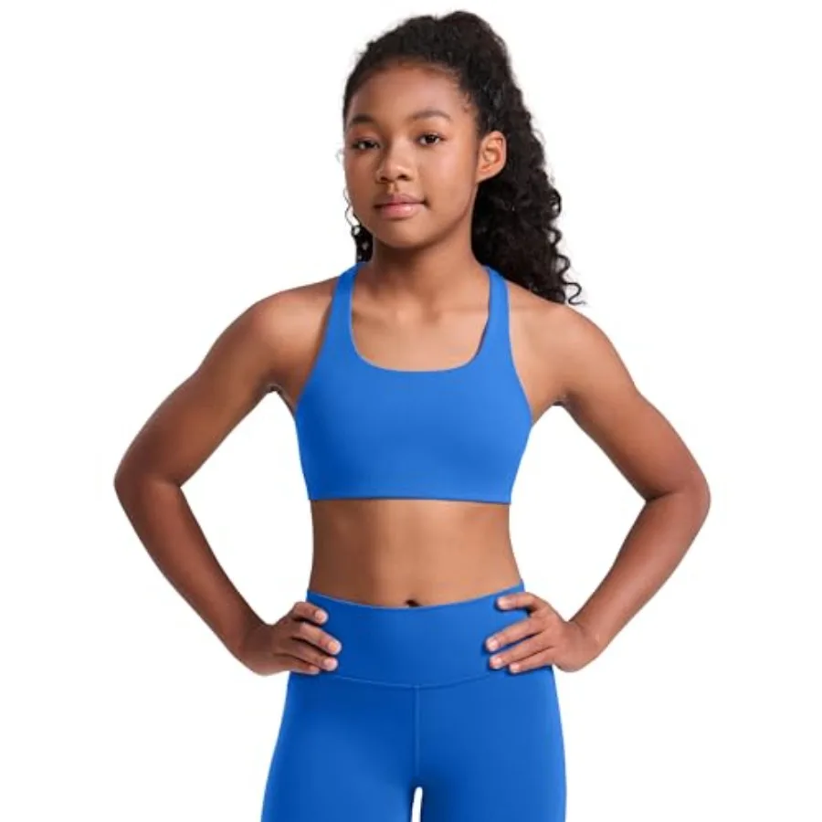 

CRZ YOGA Girls Softness Mold Butterluxe Racerback Sports Bra - Athletic Yoga Casual U Neck Scoop Teen