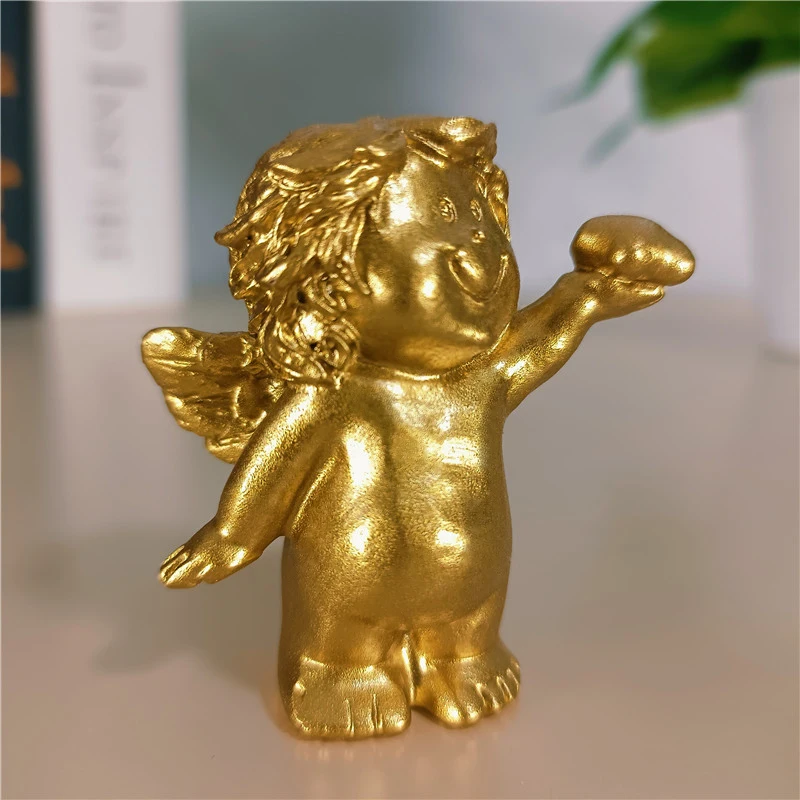 Golden Angel Figurines Ornaments Lucky Gifts Cute Fairy Angels Statues Sculpture Modern Wedding Home Decoration