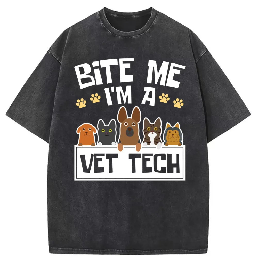 Bite Me Im A Vet Tech Men Dogs Printed T-shirts Unisex Vintage Cotton Tshirts Man Brand New Long Sleeve Sweatshirts Fall Tshirts