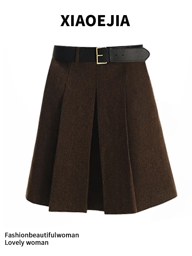 

Women Brown Goth A-line Skirt Vintage Y2k Oversize Long Skirts Harajuku Aesthetic Elegant Korean Emo Skirt 2000s Clothes