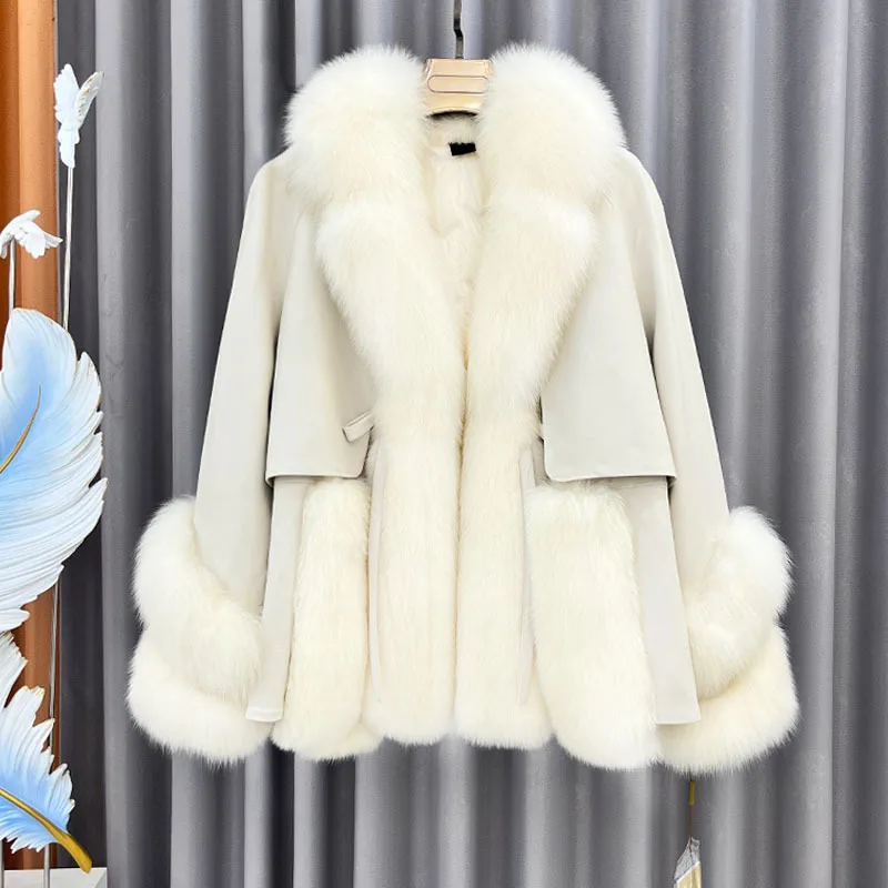 

New autumn and winter fox fur integrated coat for women, short fashion, real fur, young fur