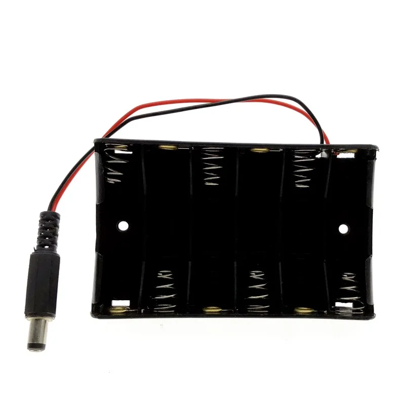 

Battery Case Holder Box Size 6 AA For 6pcs Size AA Battery Case Storage Holder With DC2.1 Power Jack For Arduino